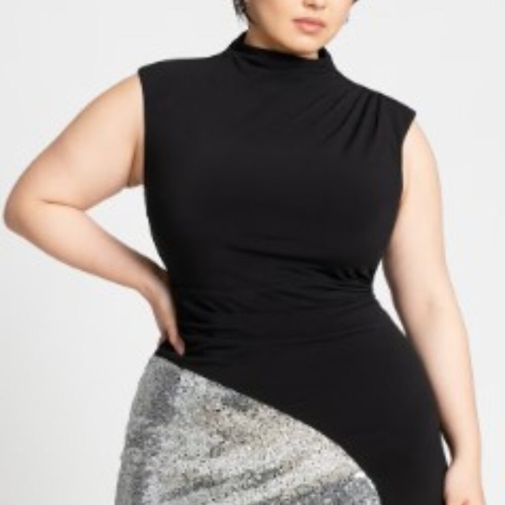 Funnel Neck Knit Dress with Sequin Size 18